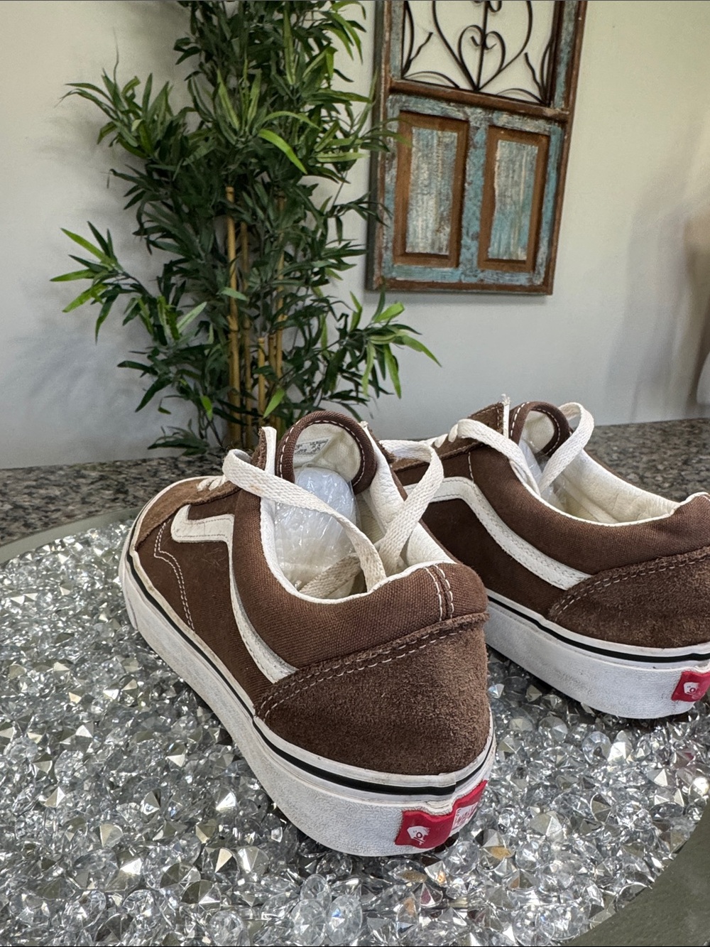 Vans Brown Suede Old Skool with White Stripe EUC M8 W 9.5 - Picture 7 of 14